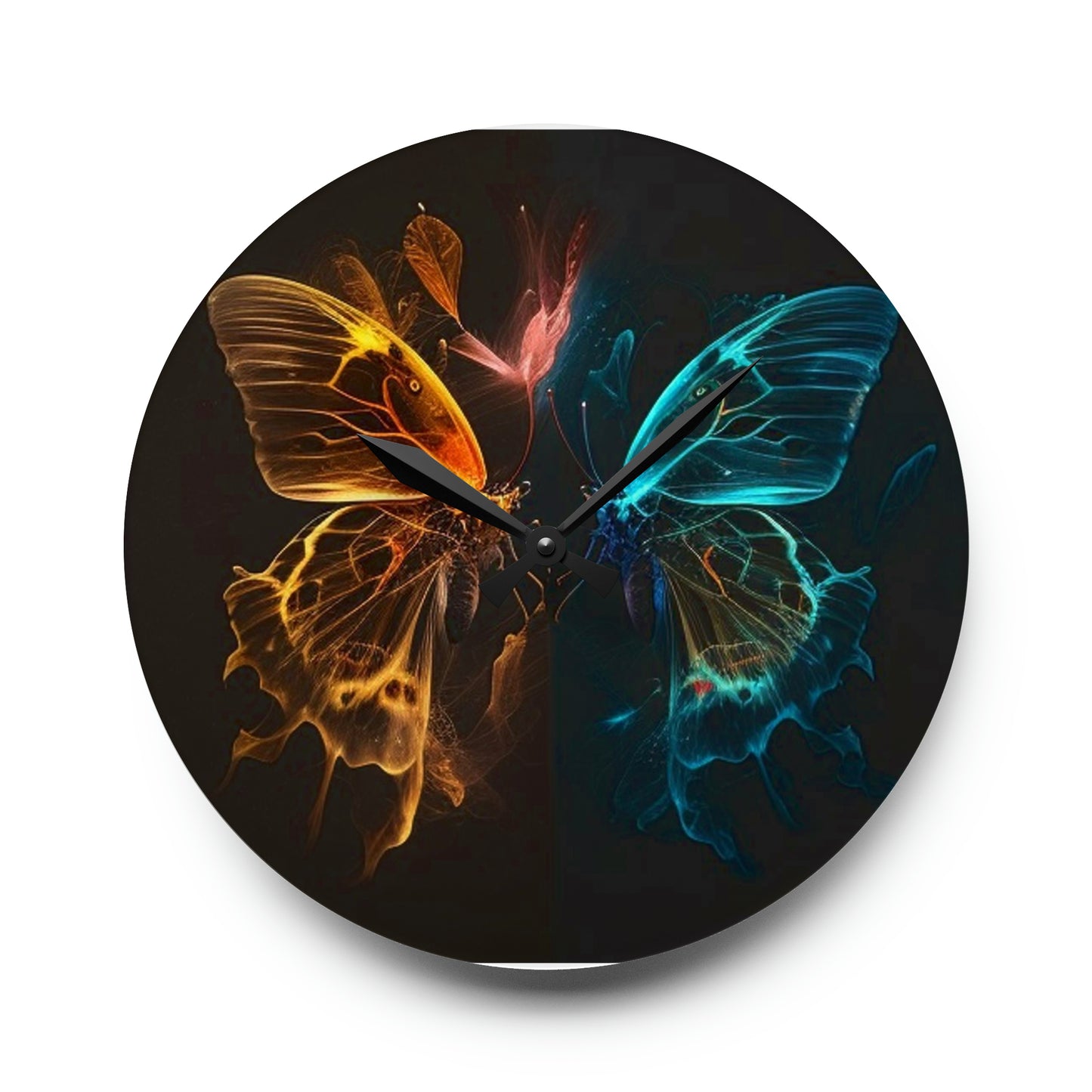 Acrylic Wall Clock Kiss Neon Butterfly 4