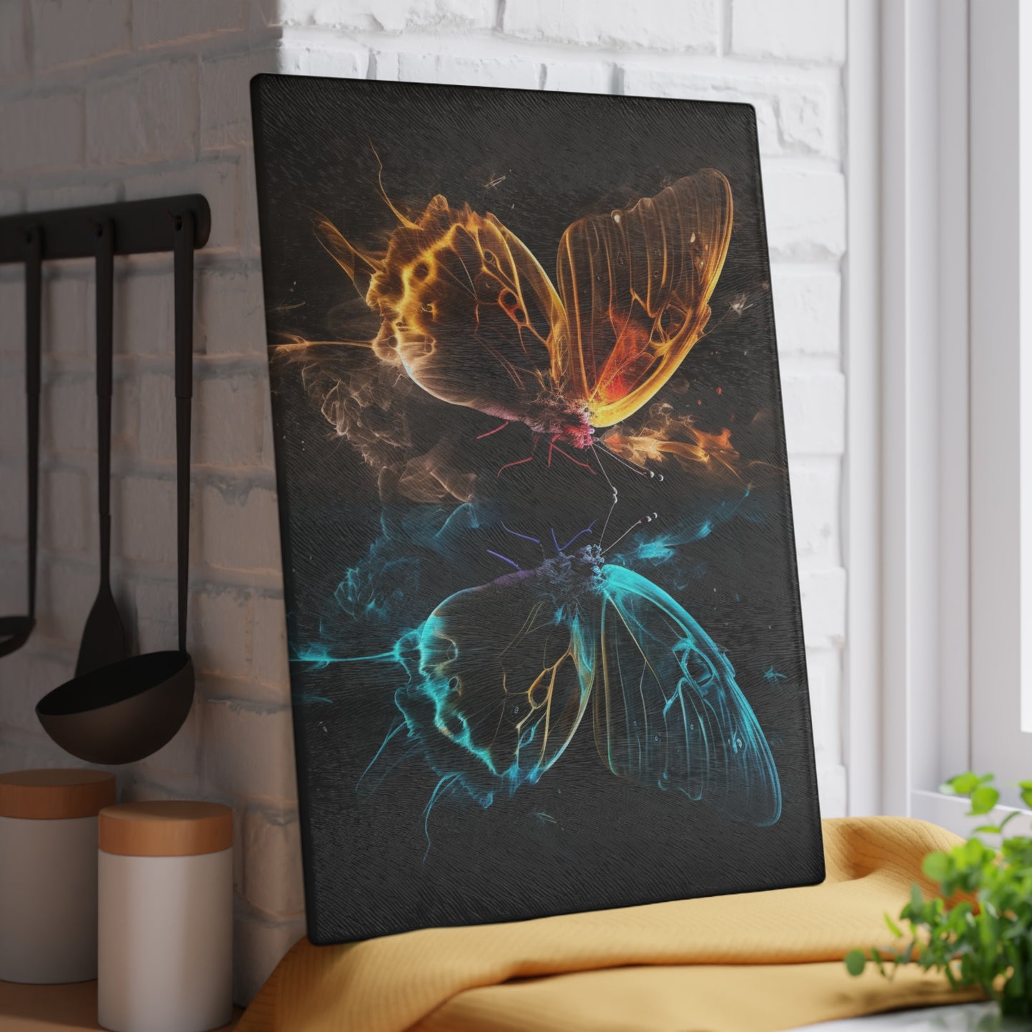 Glass Cutting Board Kiss Neon Butterfly 7