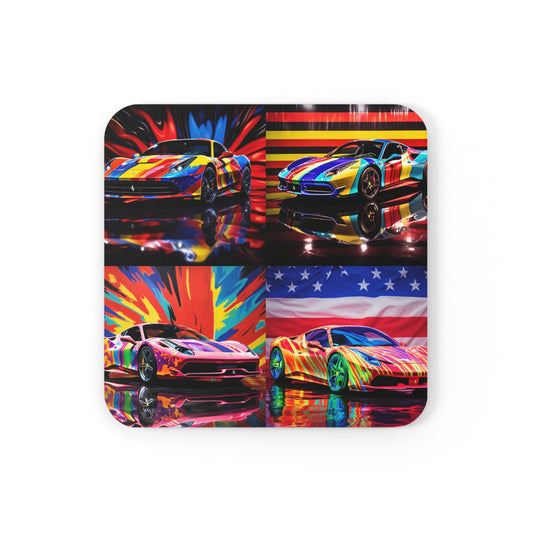 Corkwood Coaster Set Hyper Colorfull Ferrari 5