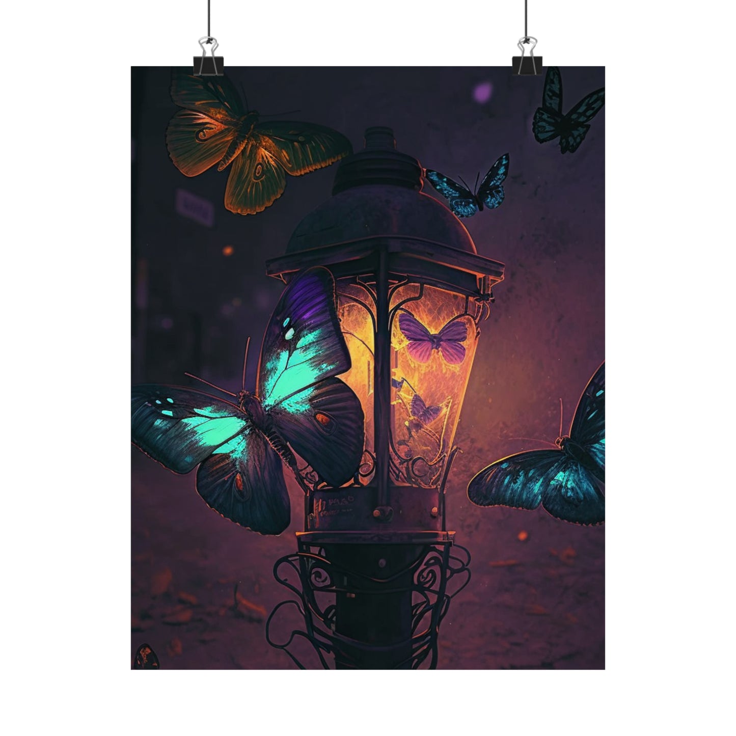 Premium Matte Vertical Posters Street Light Butterfly 4