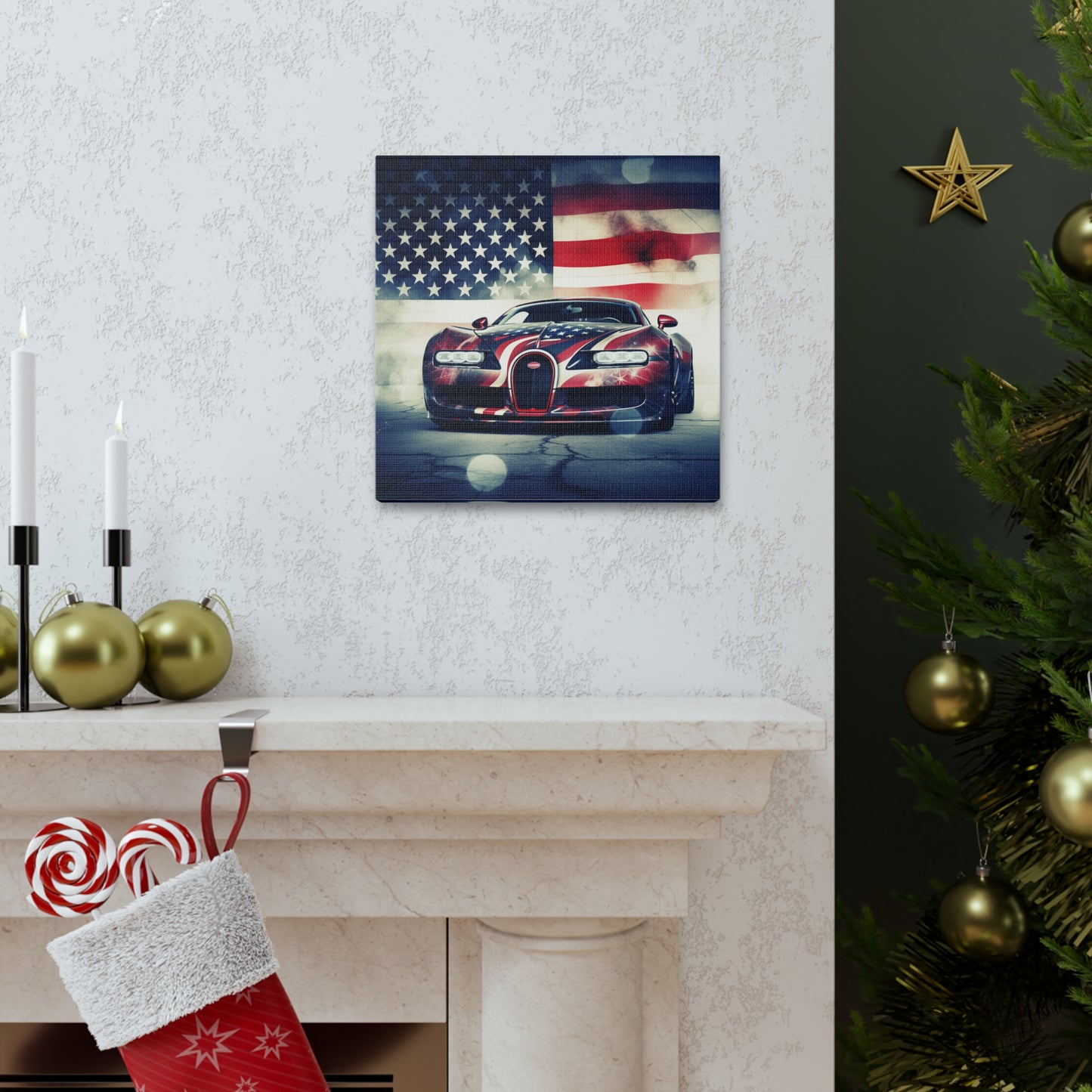 Canvas Gallery Wraps Abstract American Flag Background Bugatti 1