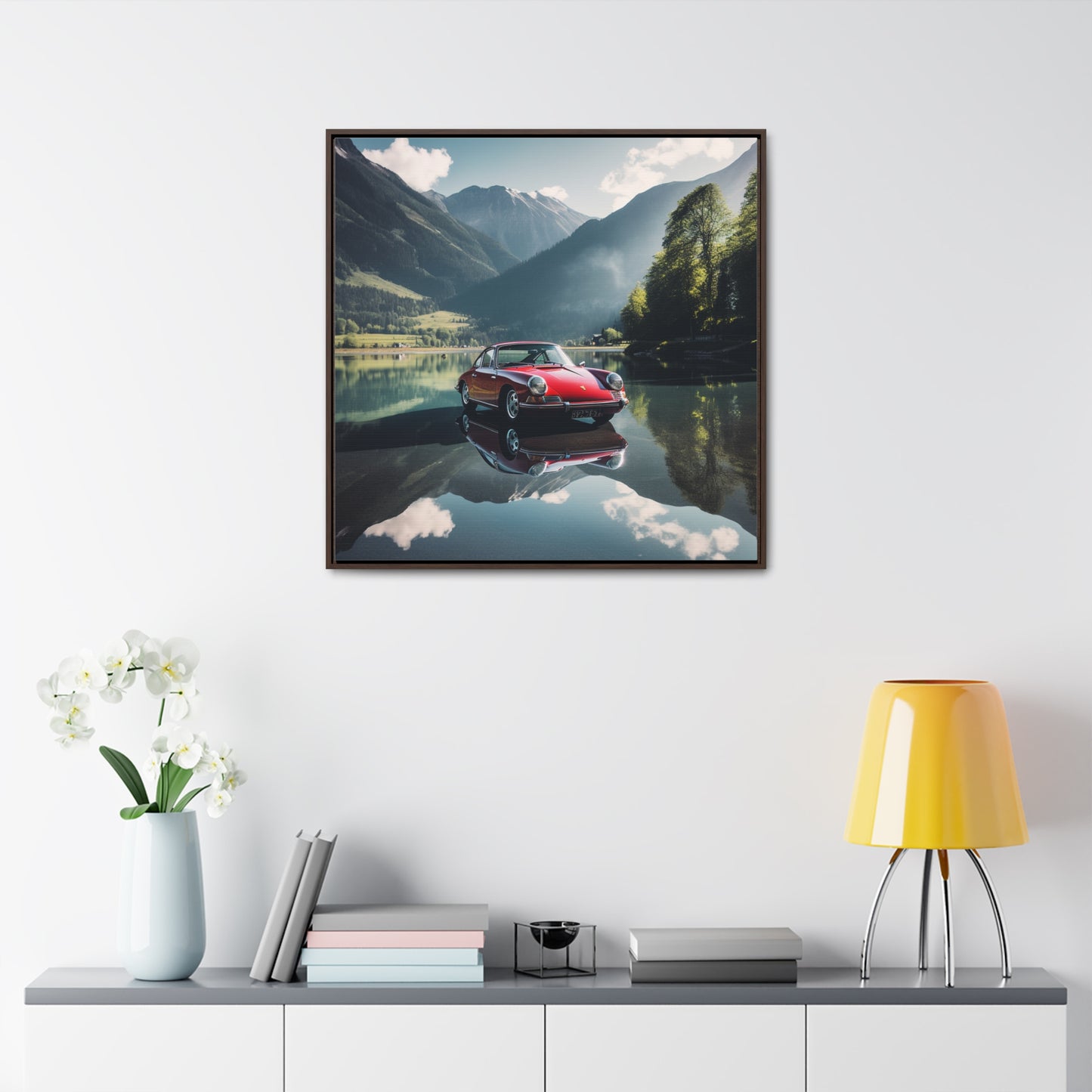 Gallery Canvas Wraps, Square Frame Porsche Lake 3