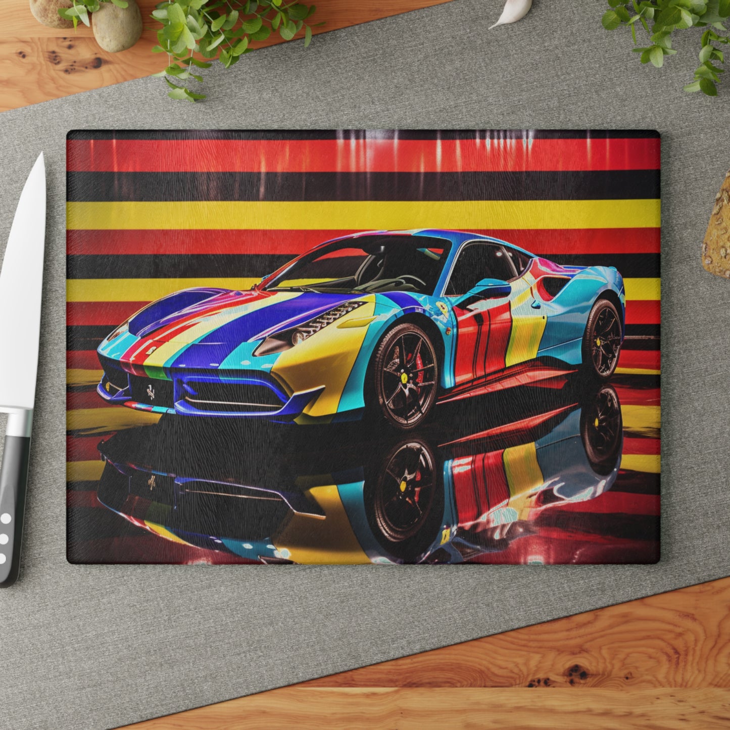 Glass Cutting Board Hyper Colorfull Ferrari 2