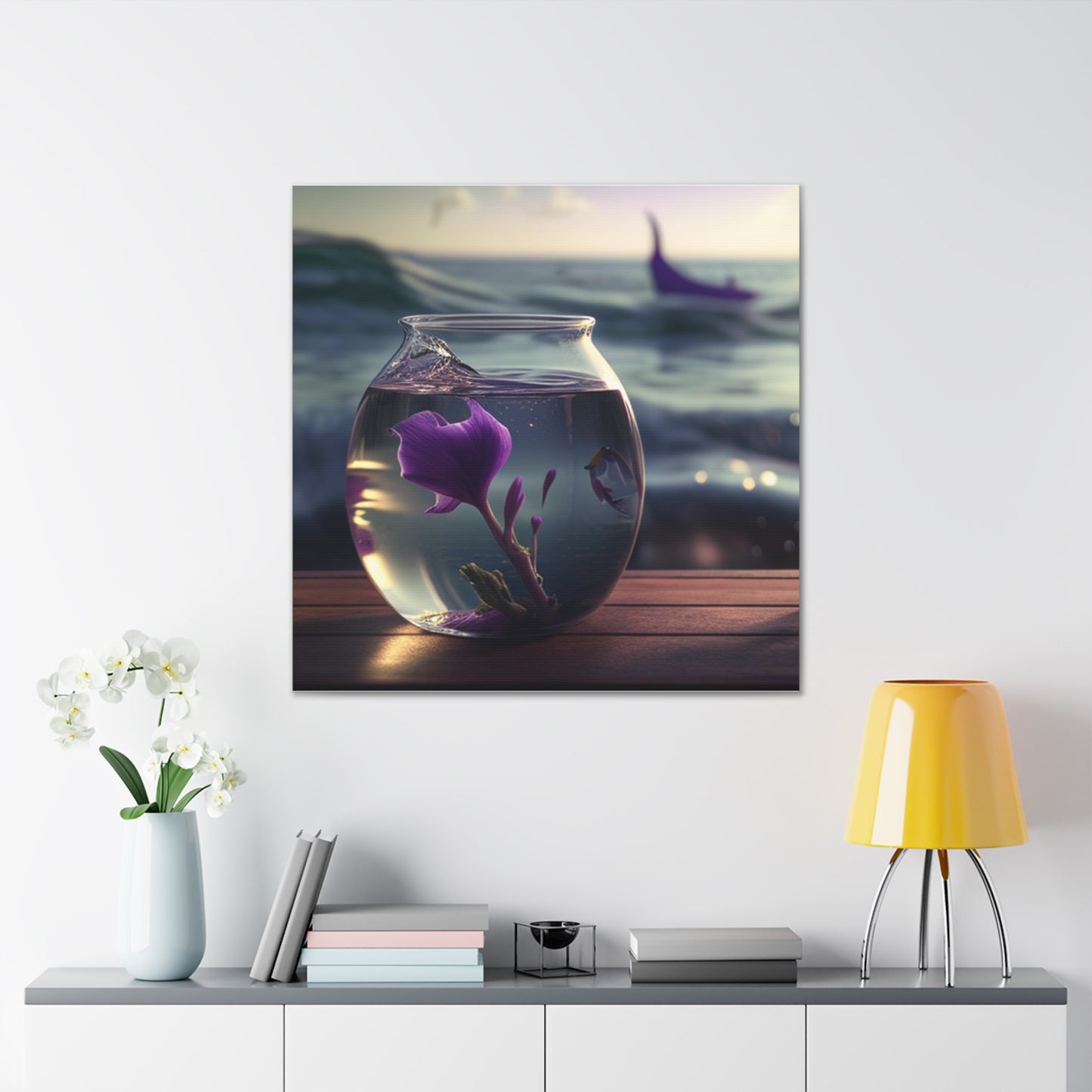 Canvas Gallery Wraps Purple Sweet pea in a vase 1