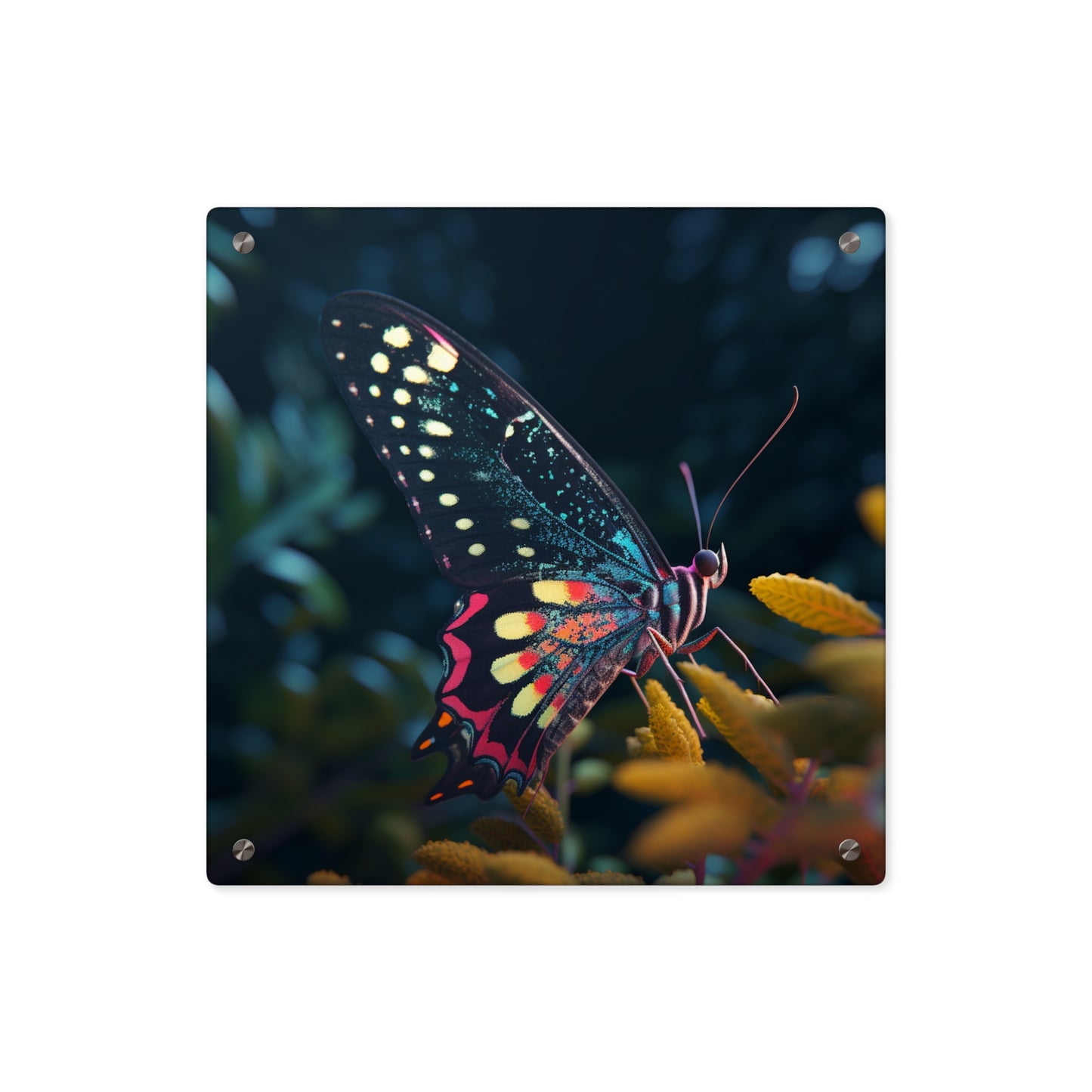 Acrylic Wall Art Panels Hyper Colorful Butterfly Macro 2
