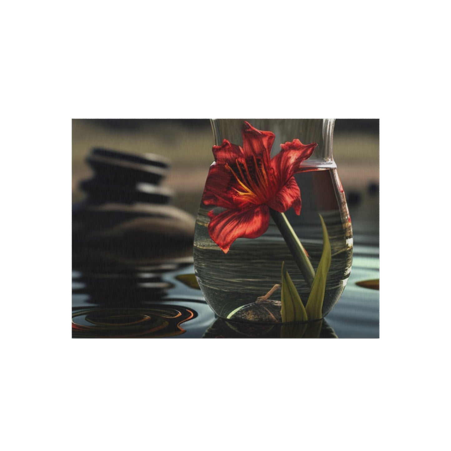 Outdoor Rug  Red Lily in a Glass vase 4