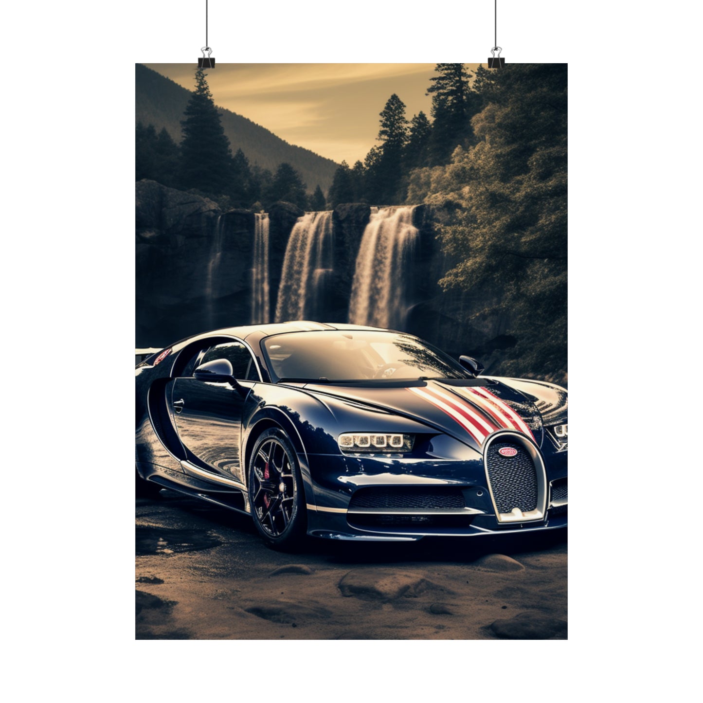 Premium Matte Vertical Posters Bugatti Waterfall 2