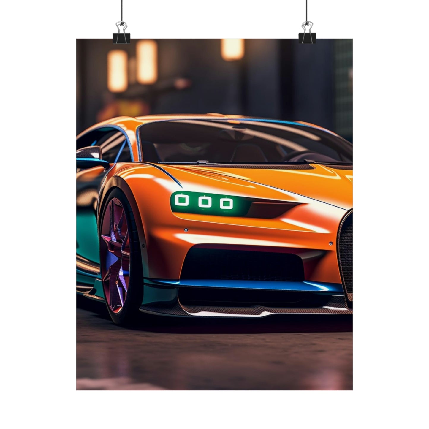 Premium Matte Vertical Posters Hyper Bugatti Neon Chiron 1