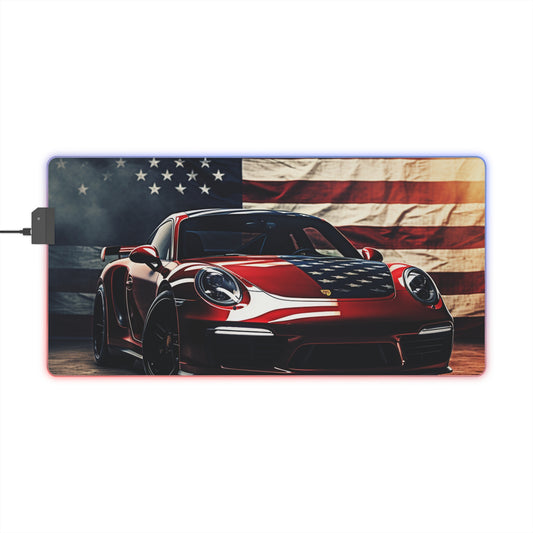 LED Gaming Mouse Pad American Flag Background Porsche 2