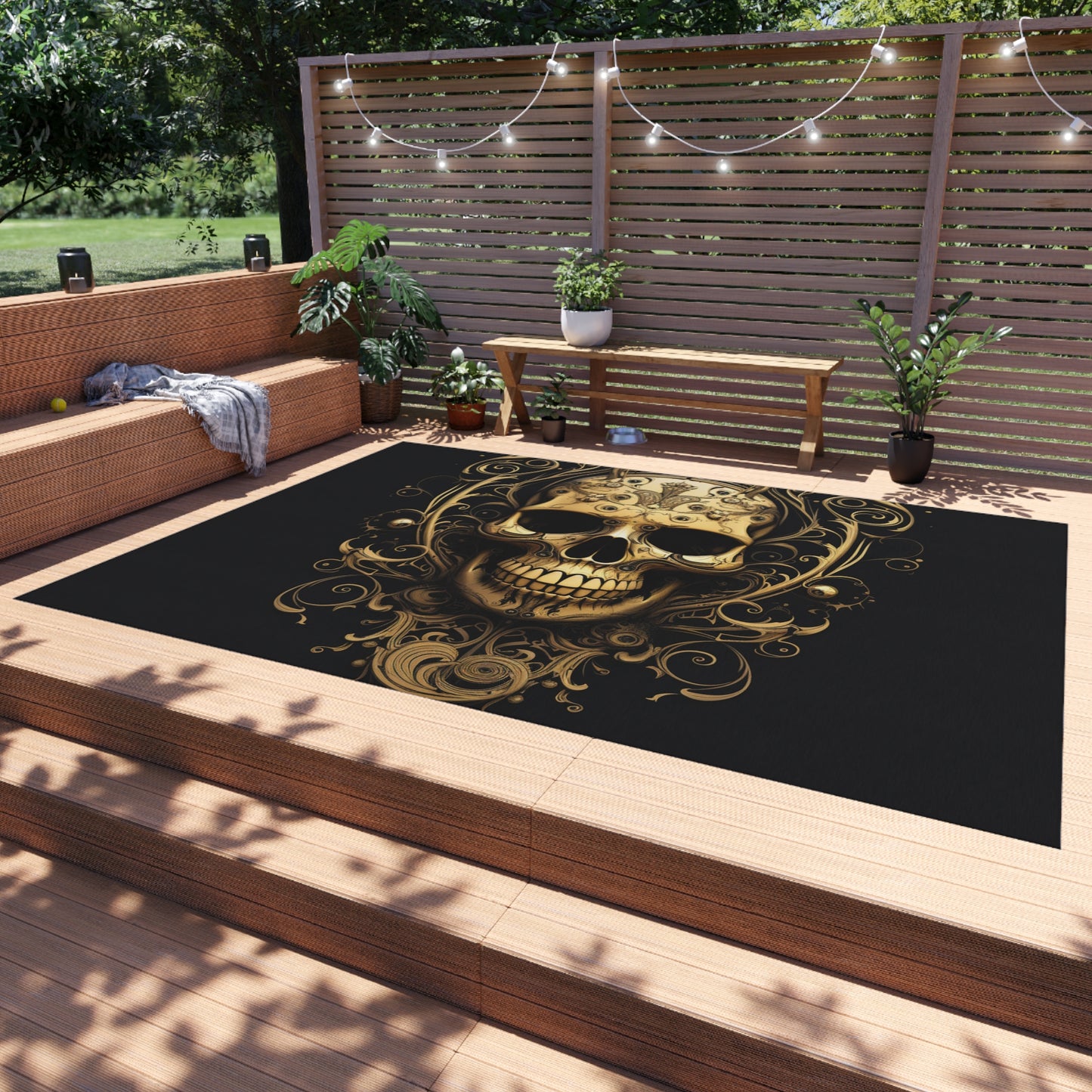 Outdoor Rug  Skull Treble Clef 3