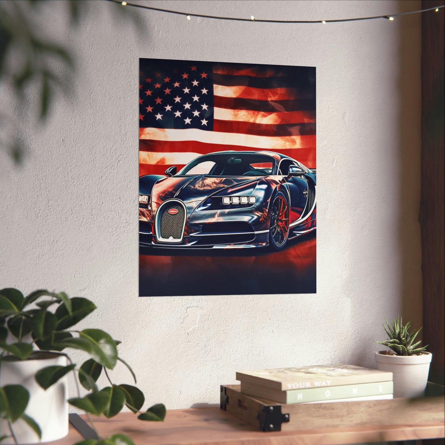 Premium Matte Vertical Posters Abstract American Flag Background Bugatti 4