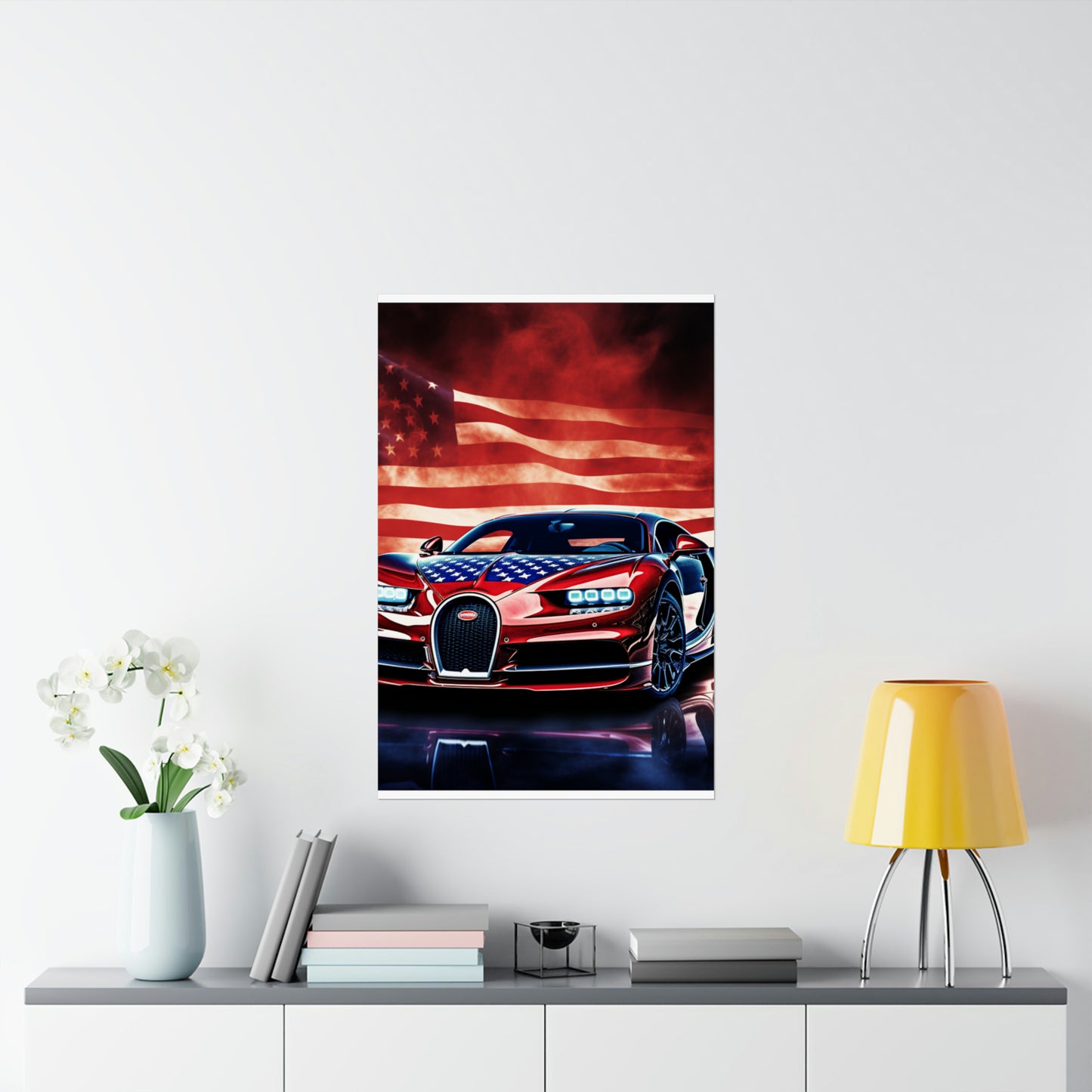 Premium Matte Vertical Posters Abstract American Flag Background Bugatti 3