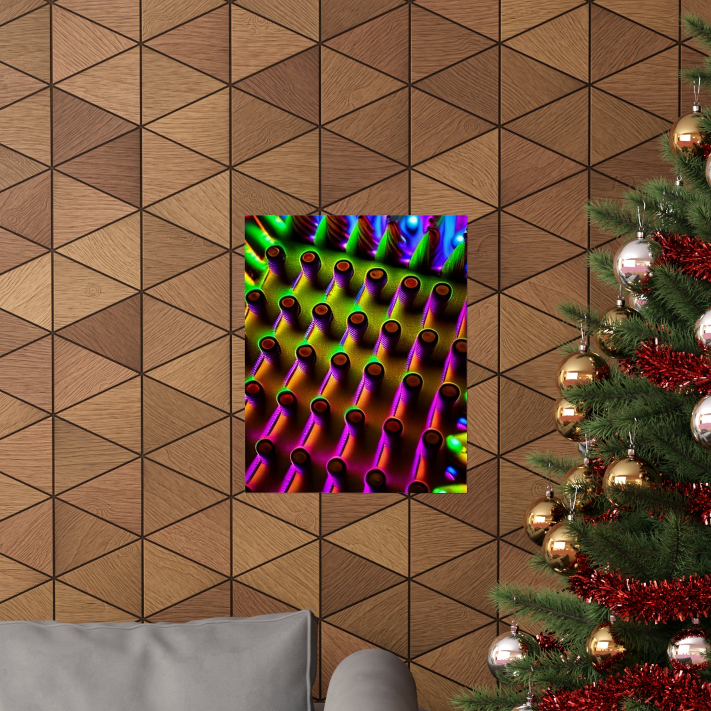 posters Macro Cactus neon square 1