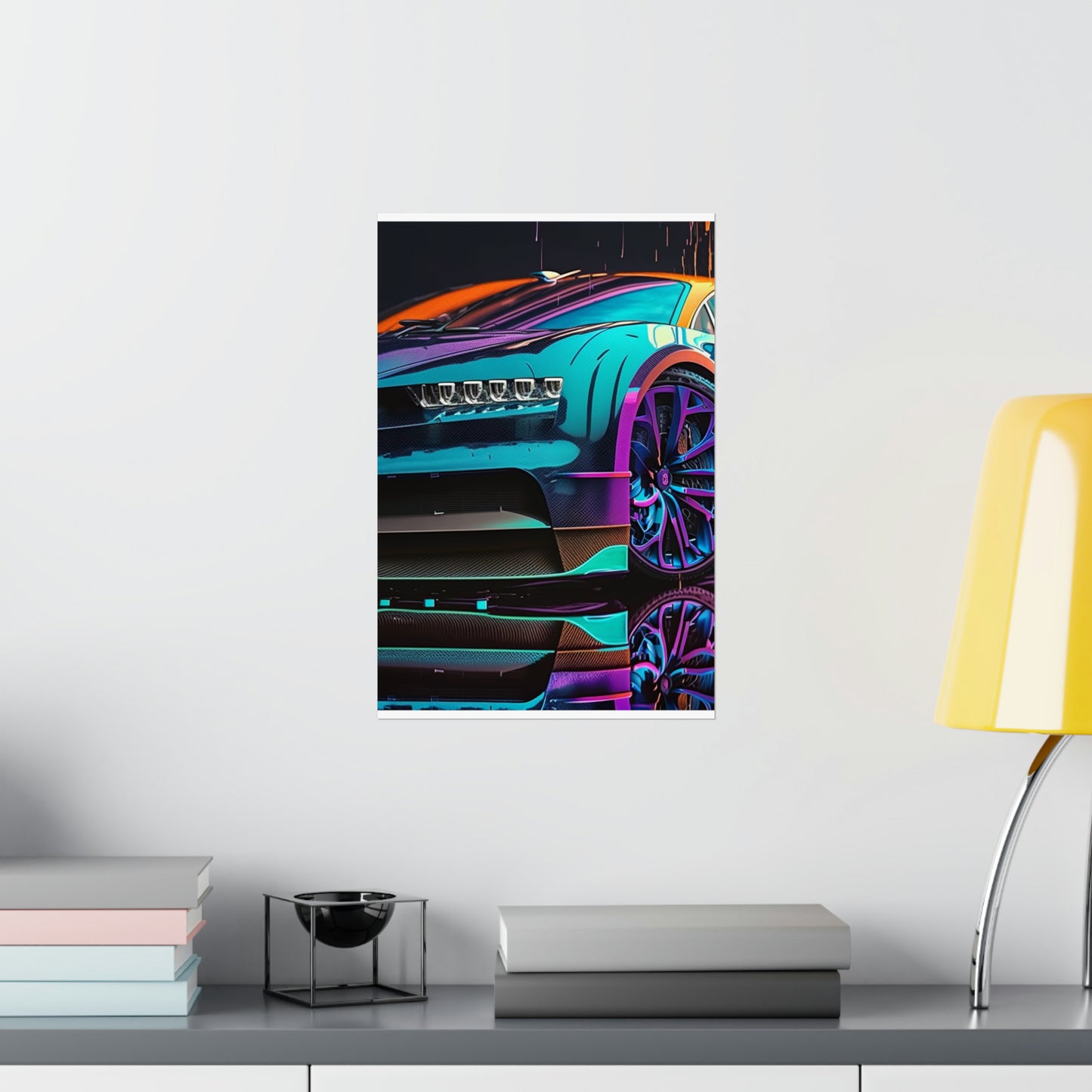 Premium Matte Vertical Posters Bugatti Neon Chiron 1