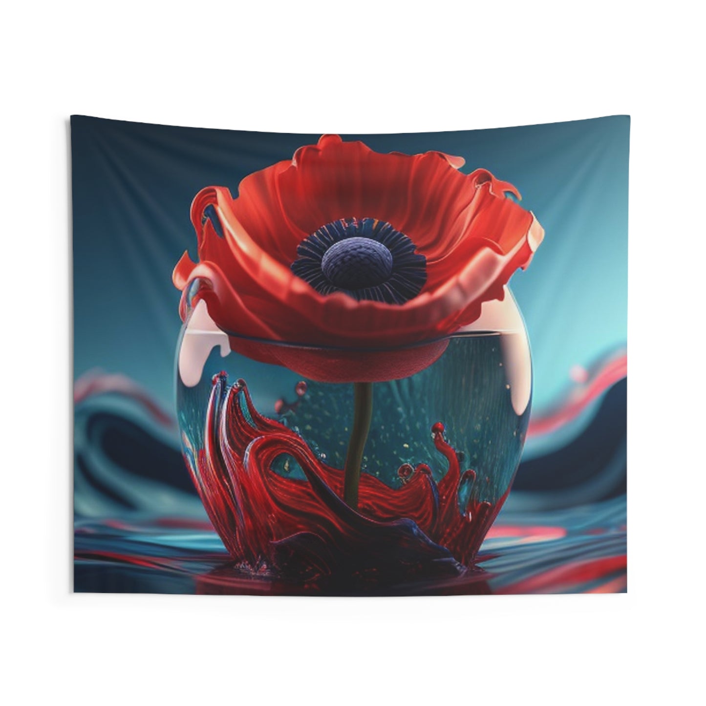 Indoor Wall Tapestries Red Anemone in a Vase 2