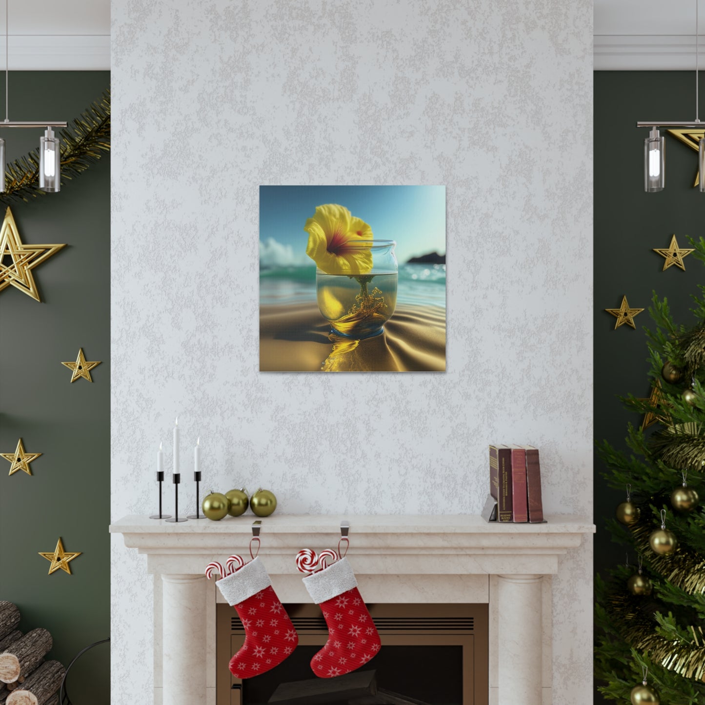 Canvas Gallery Wraps Yellow Hibiscus glass 1