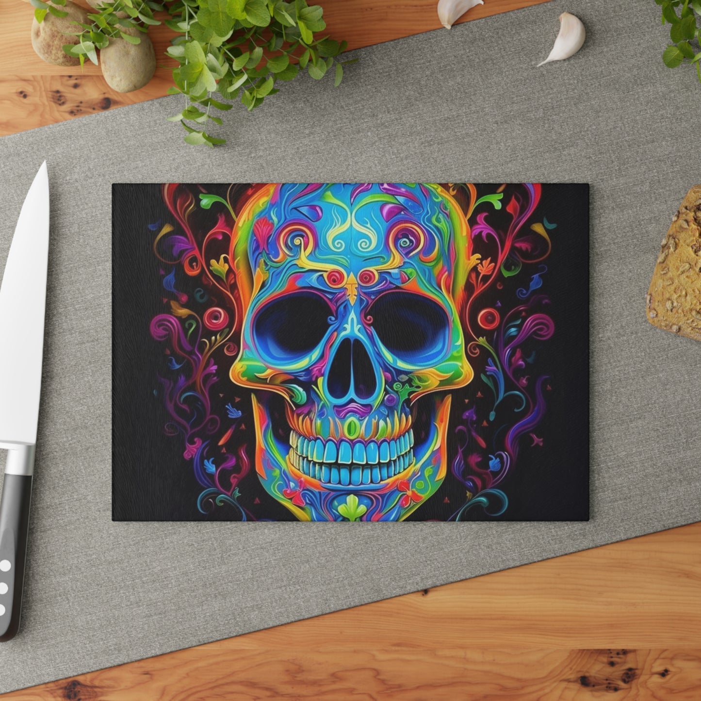 Glass Cutting Board Macro Skull Color 4