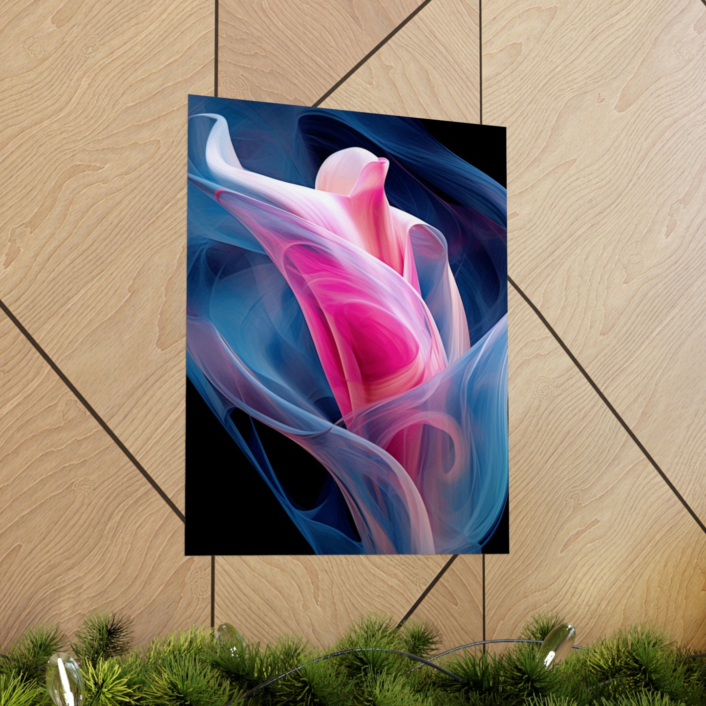 Premium Matte Vertical Posters Pink & Blue Tulip Rose 3