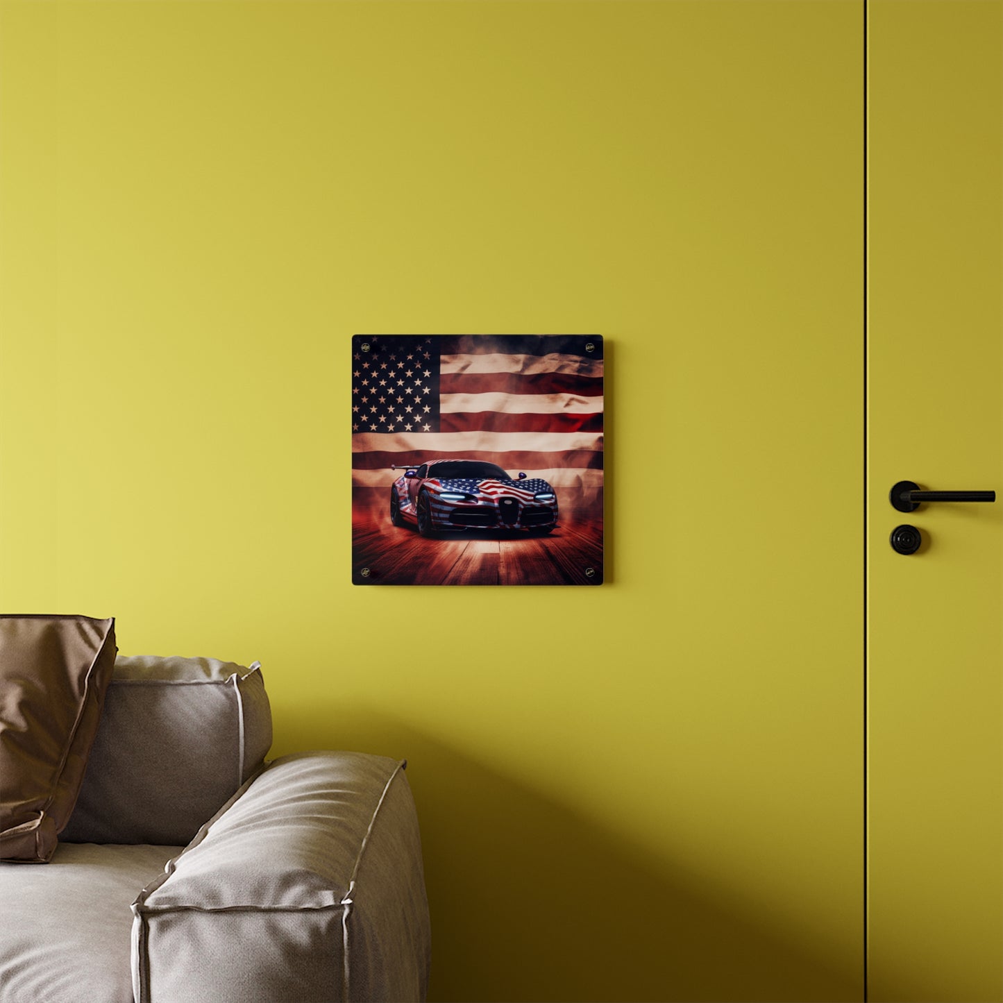 Acrylic Wall Art Panels Abstract American Flag Background Bugatti 2