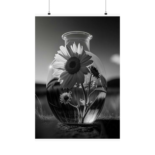 Premium Matte Vertical Posters Yellw Sunflower in a vase 4