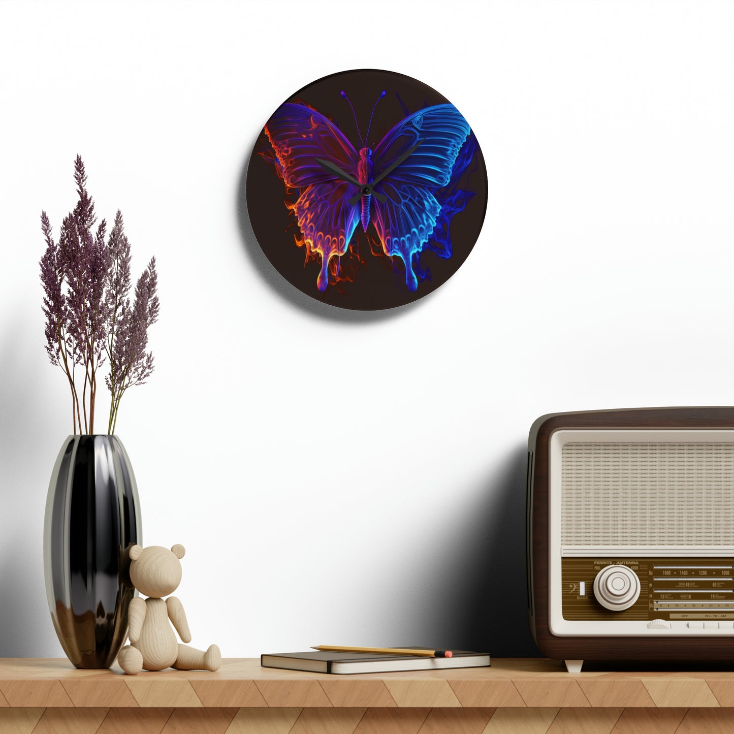 Acrylic Wall Clock Thermal Butterfly 1