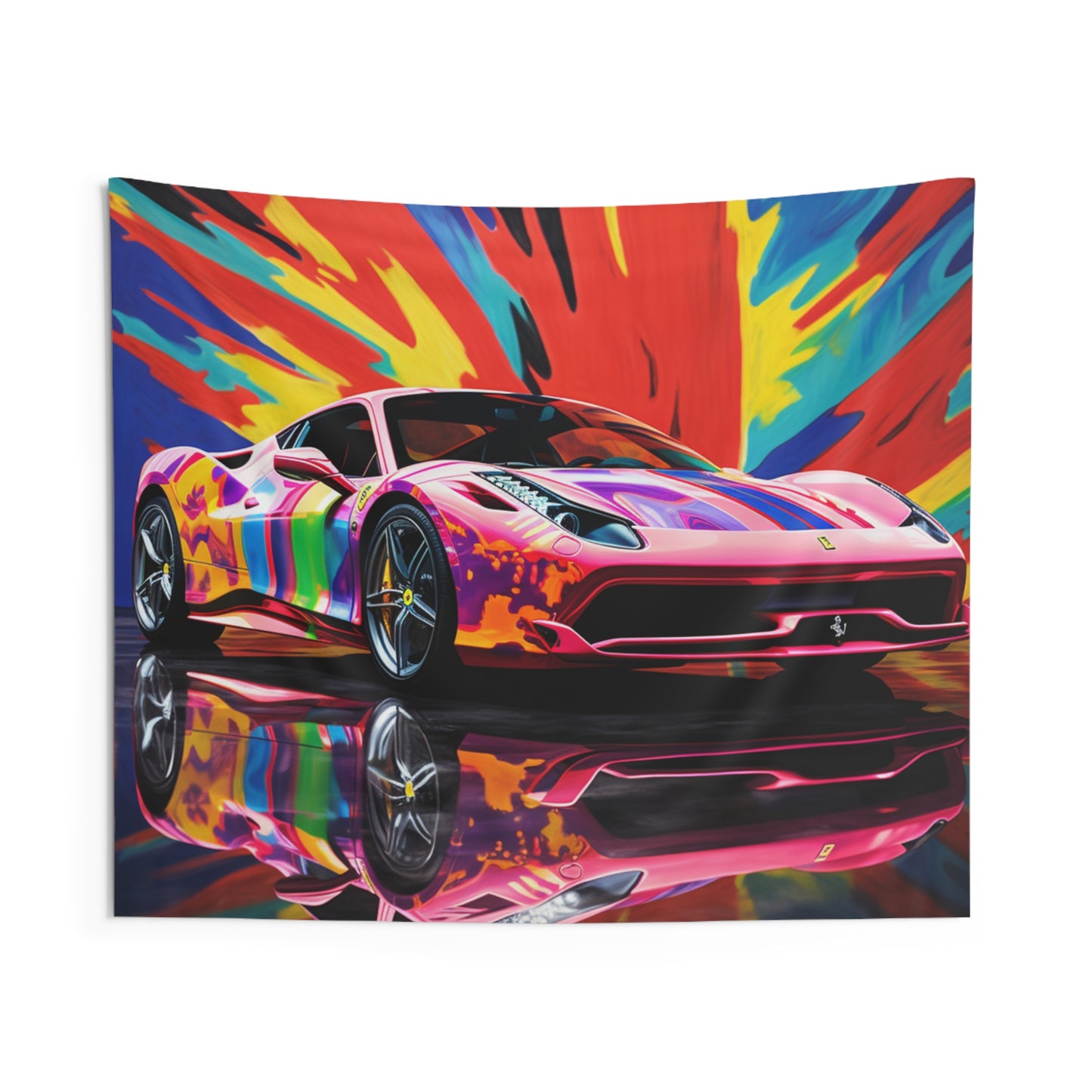 Indoor Wall Tapestries Hyper Colorfull Ferrari 3
