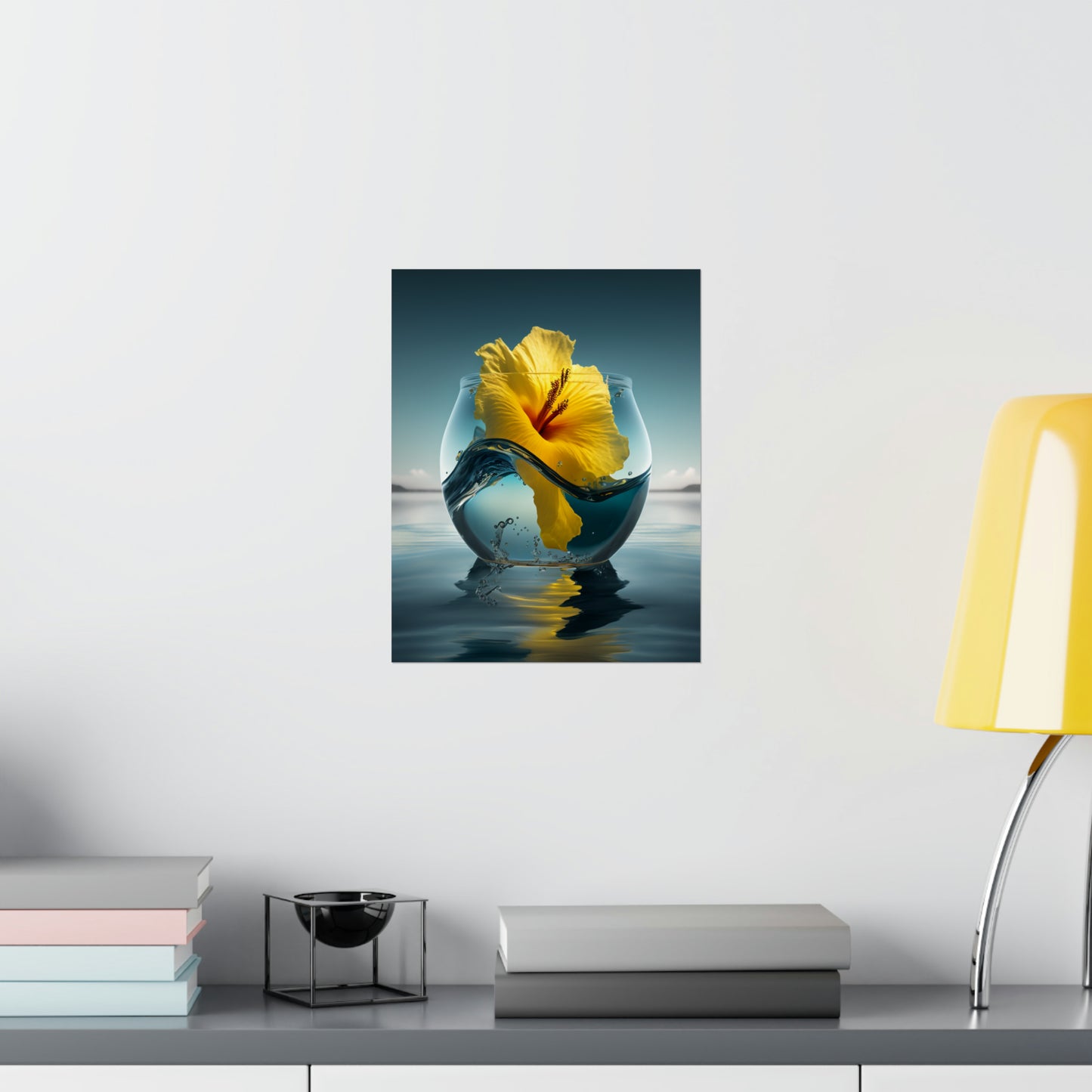 Premium Matte Vertical Posters Yellow Hibiscus glass 4