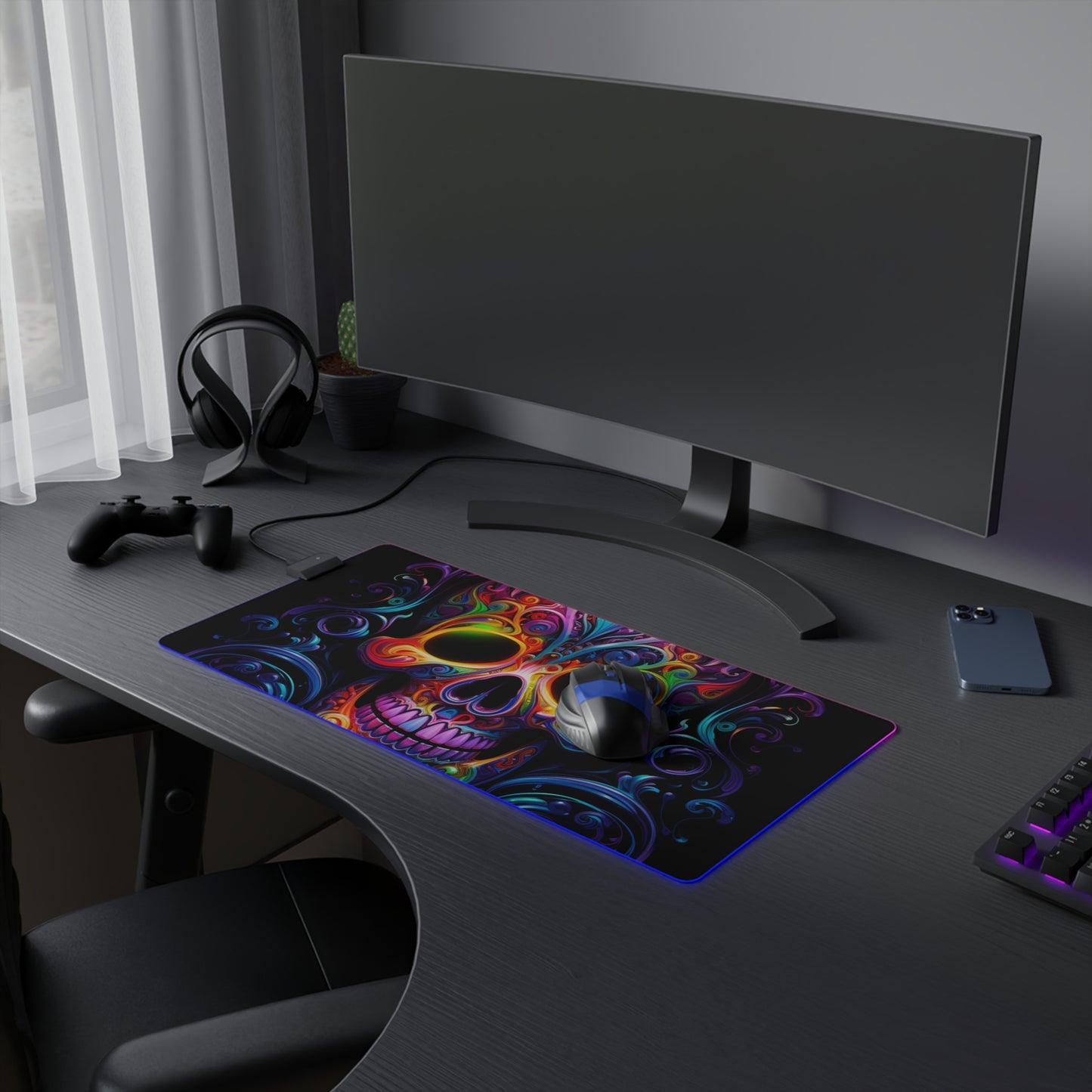 LED Gaming Mouse Pad Macro Skull Color 2