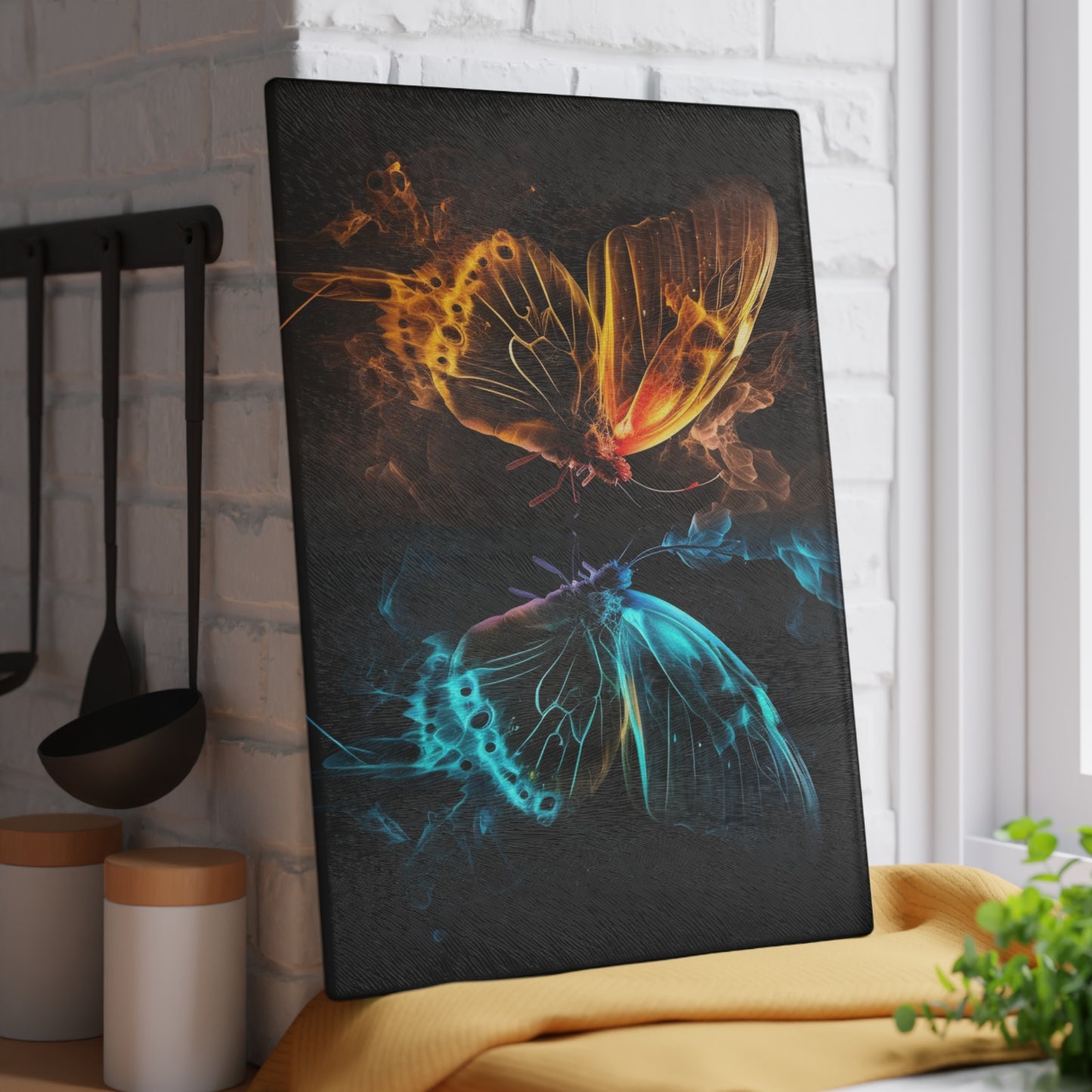 Glass Cutting Board Kiss Neon Butterfly 8