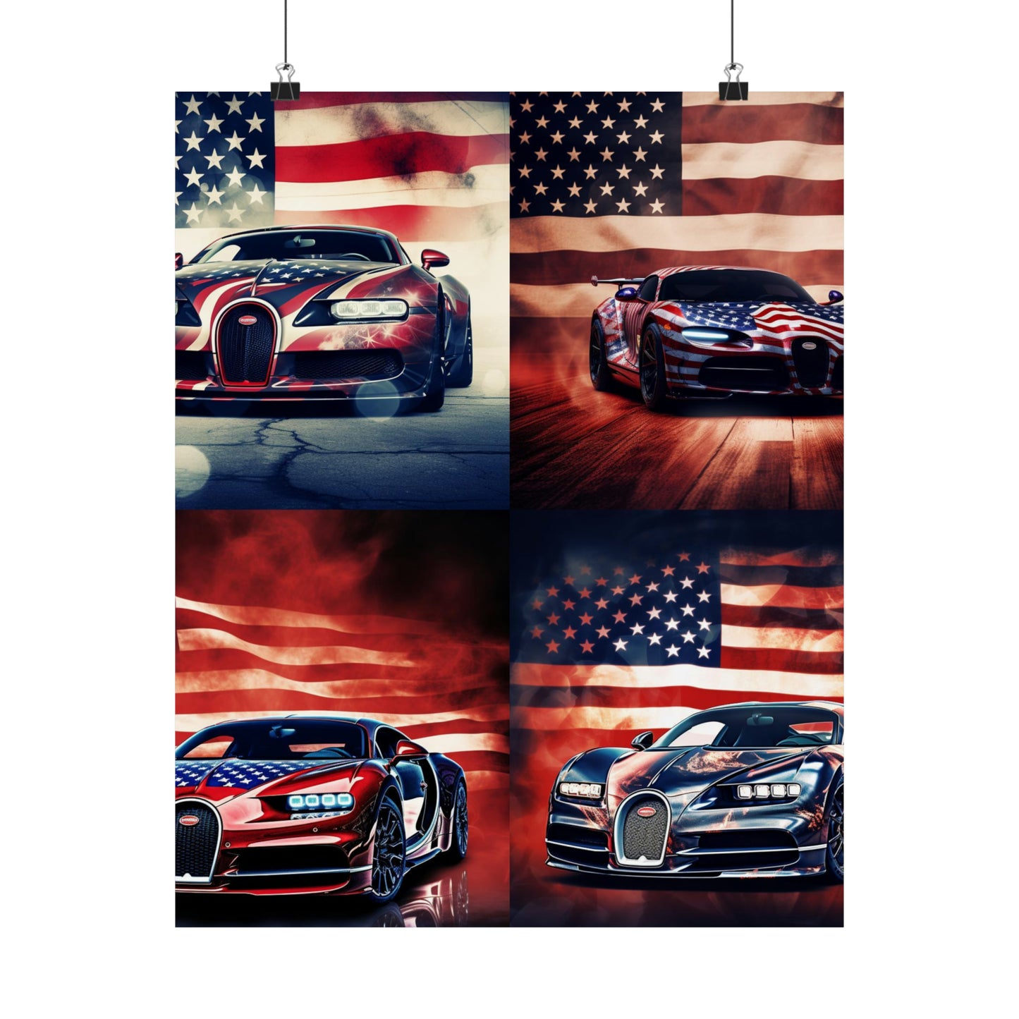 Premium Matte Vertical Posters Abstract American Flag Background Bugatti 5