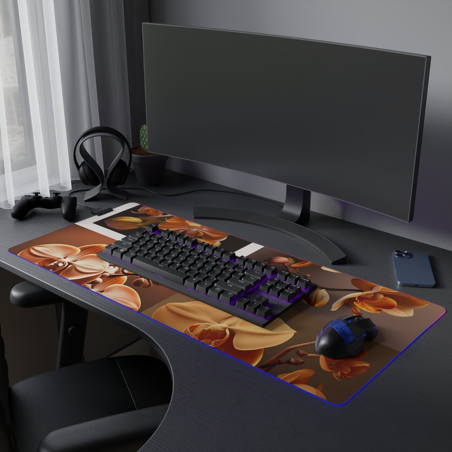 LED Gaming Mouse Pad orchid pedals 5