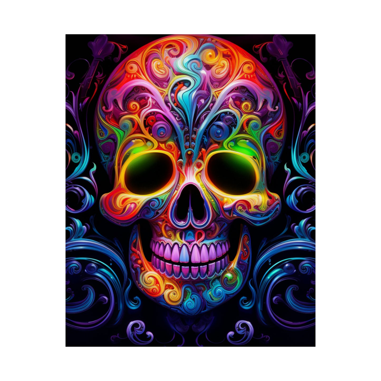 Premium Matte Vertical Posters Macro Skull Color 2