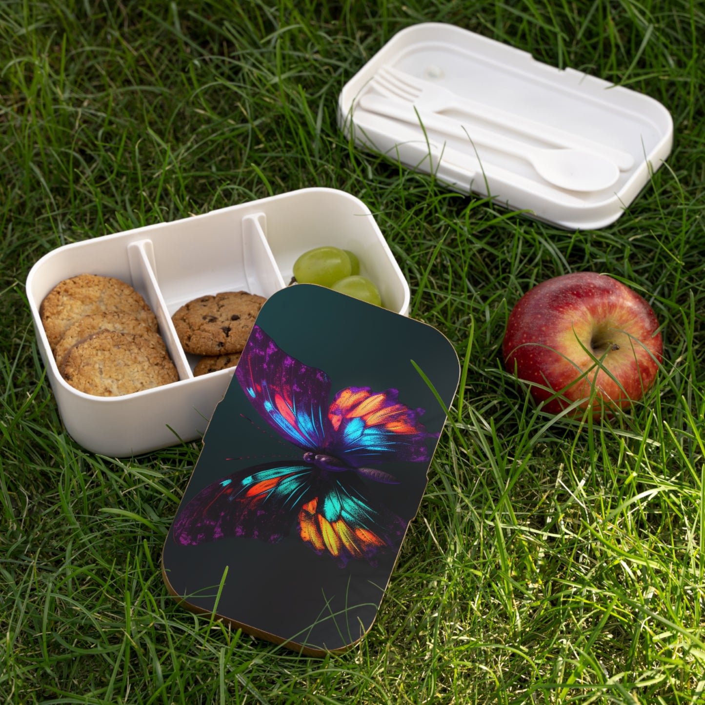 Bento Lunch Box Hyper Colorful Butterfly Purple 1