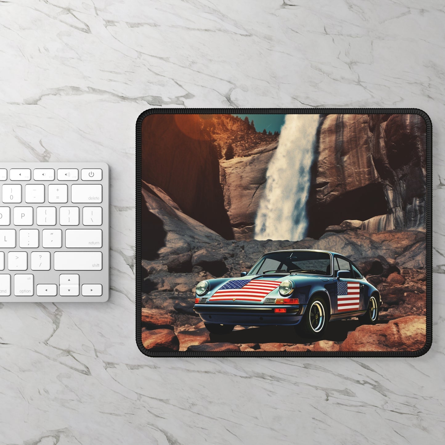 Gaming Mouse Pad  American Flag Porsche Abstract 2