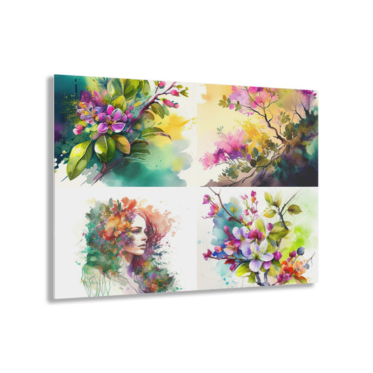 Acrylic Prints Mother Nature Bright Spring Colors Realistic Watercolor 5