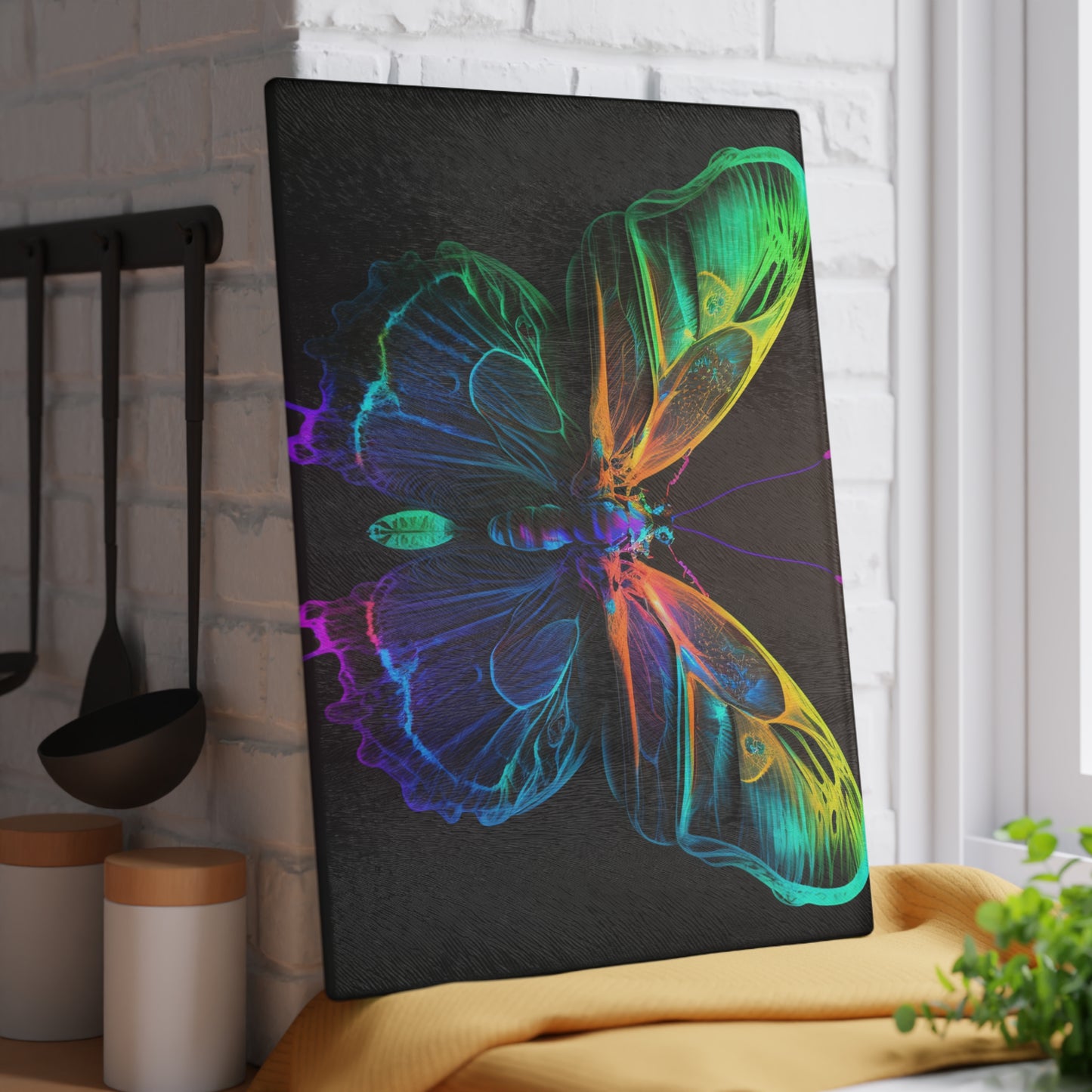 Glass Cutting Board Raw Hyper Color Butterfly 3