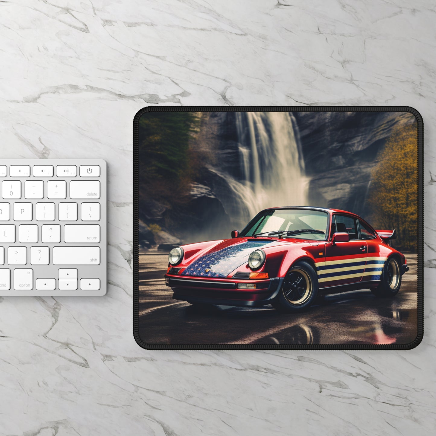 Gaming Mouse Pad  American Flag Porsche Abstract 1