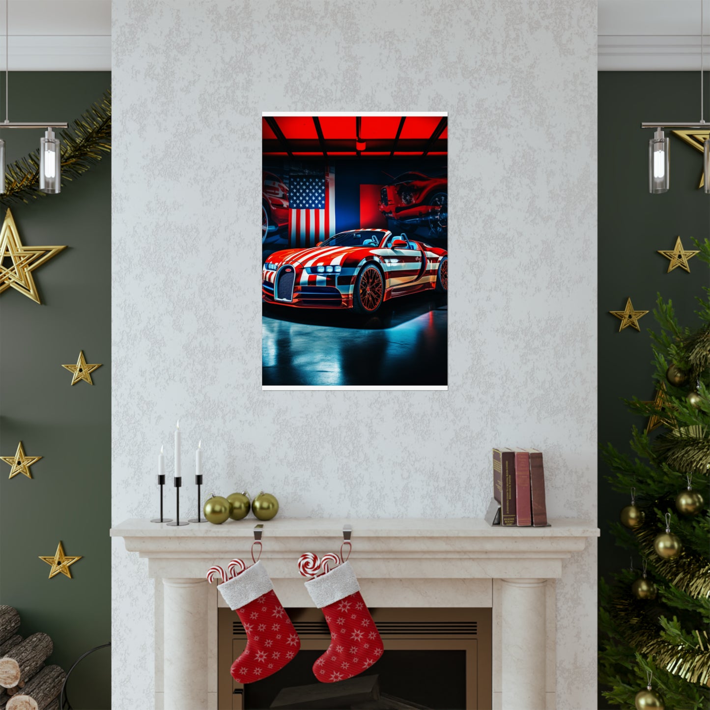 Premium Matte Vertical Posters Macro Bugatti American Flag 2