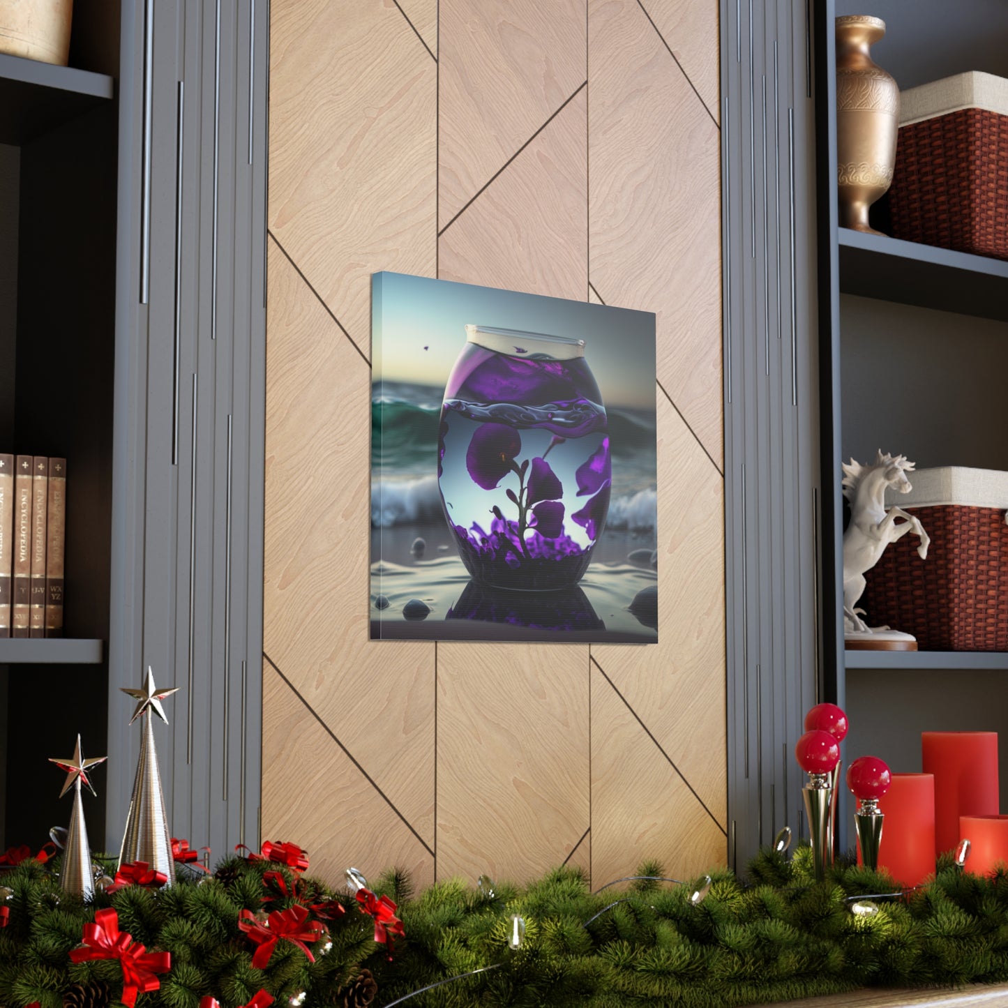 Canvas Gallery Wraps Purple Sweet pea in a vase 4