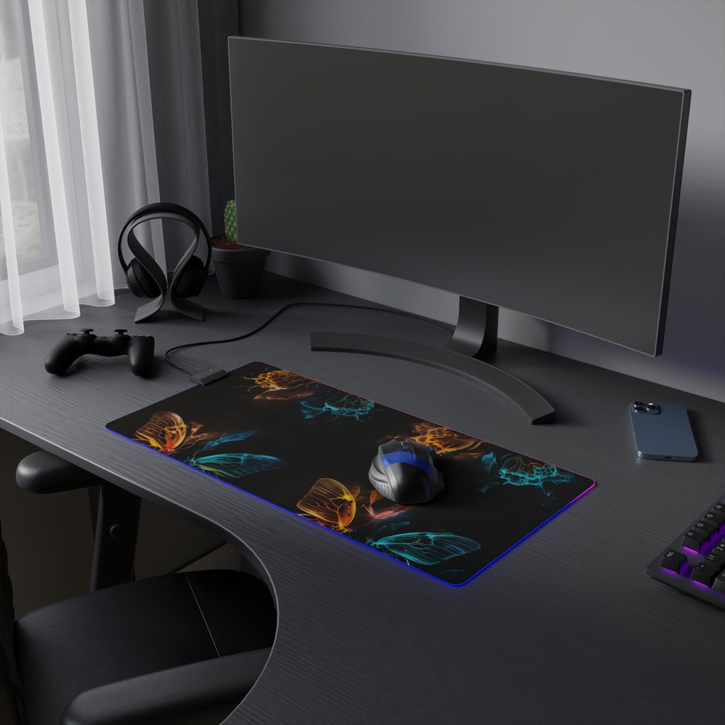 LED Gaming Mouse Pad Kiss Neon Butterfly 5