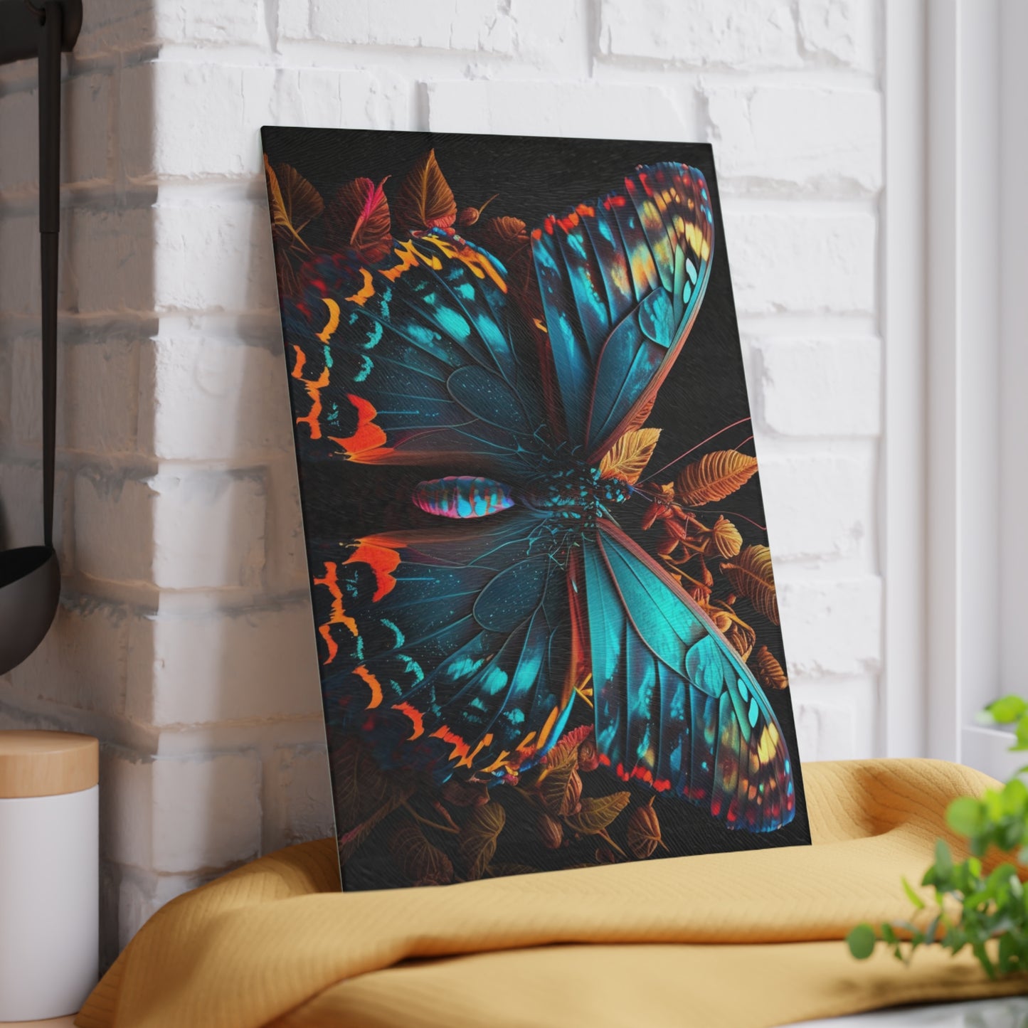 Glass Cutting Board Hue Neon Butterfly 1