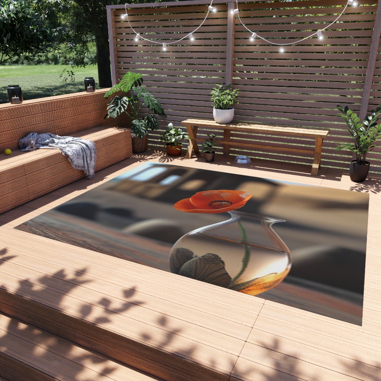 Outdoor Rug  Poppy in a Glass Vase 1