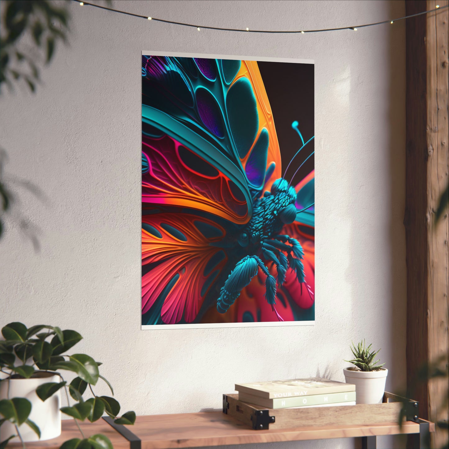 Premium Matte Vertical Posters Neon Butterfly Macro 4