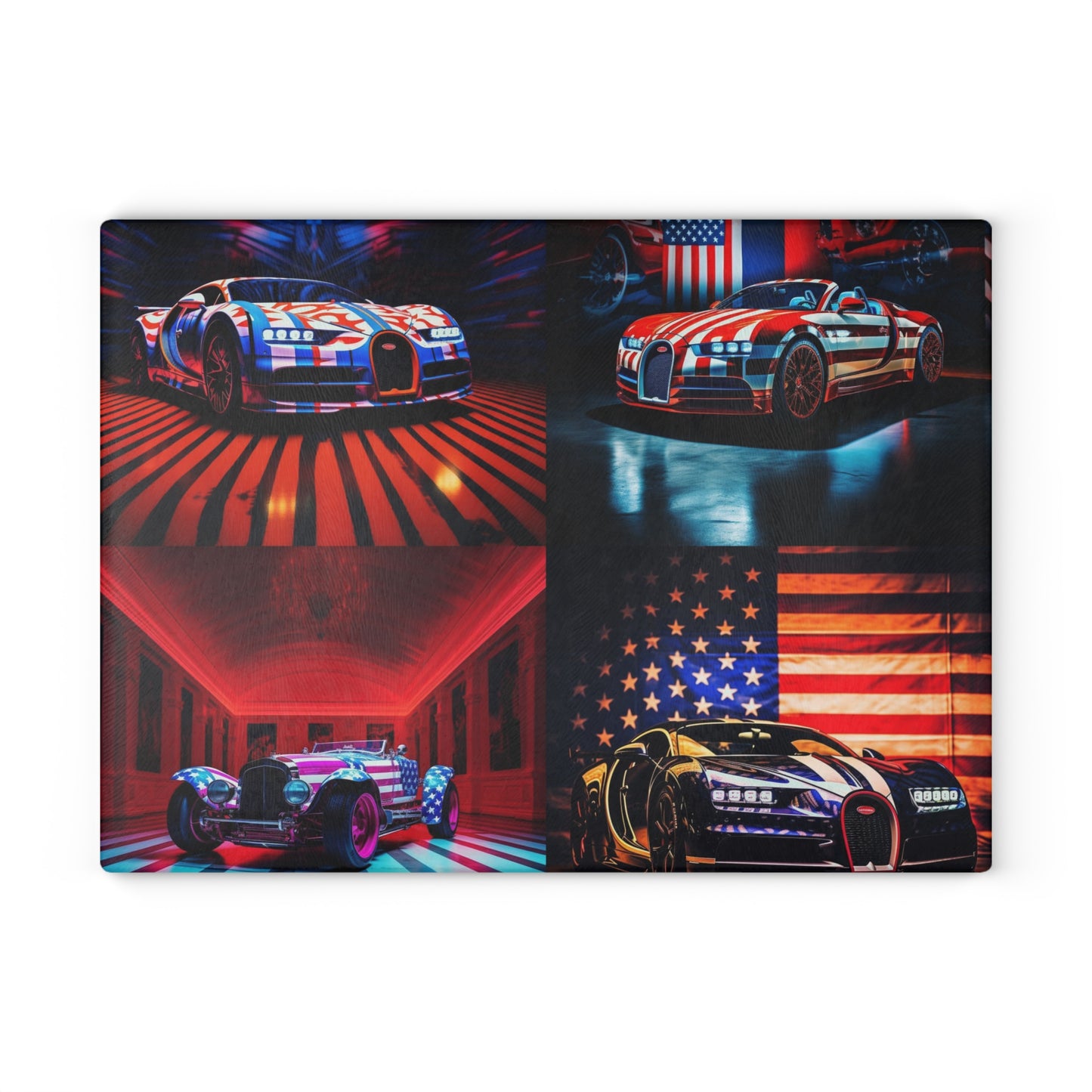 Glass Cutting Board Macro Bugatti American Flag 5