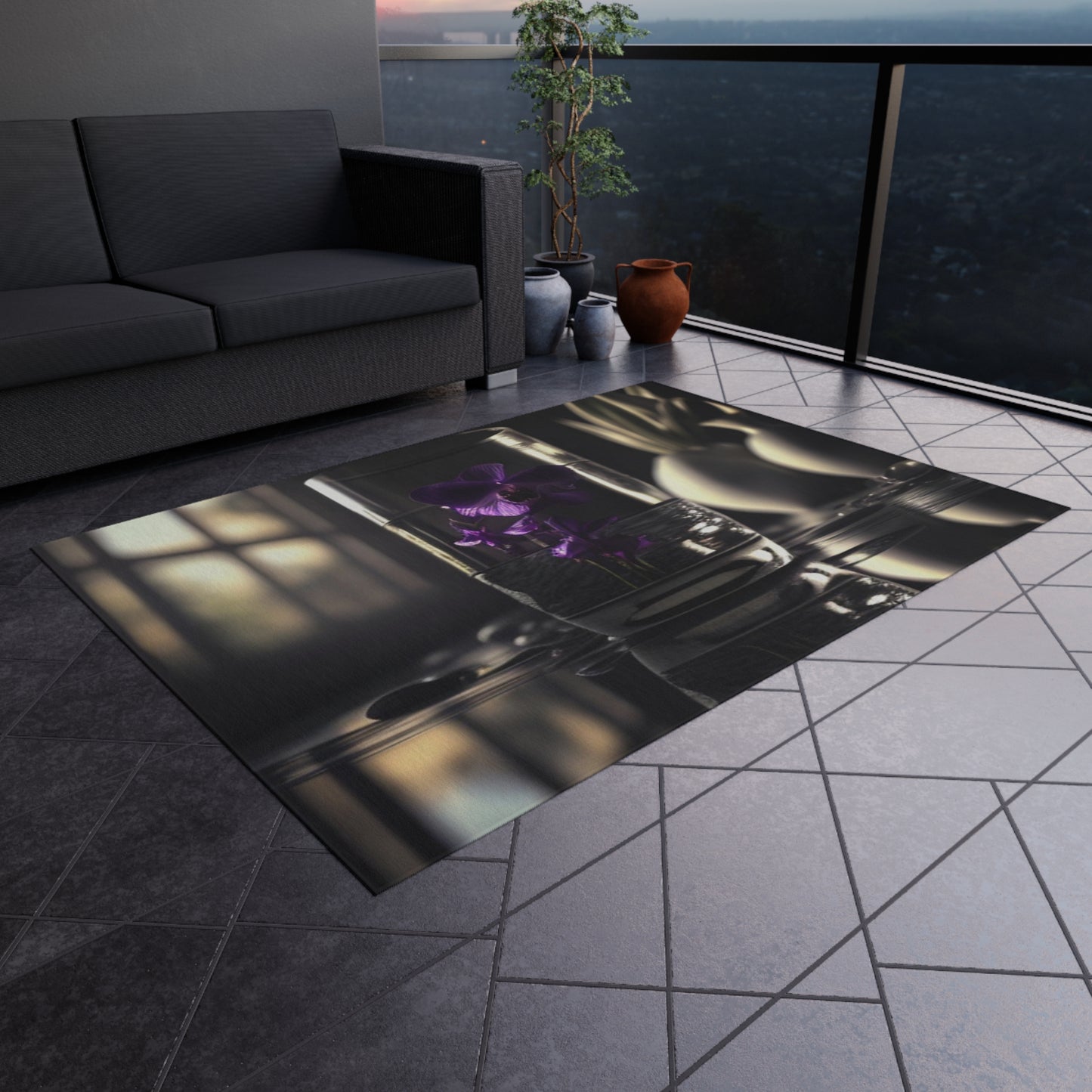 Outdoor Rug  Purple Orchid Glass vase 4