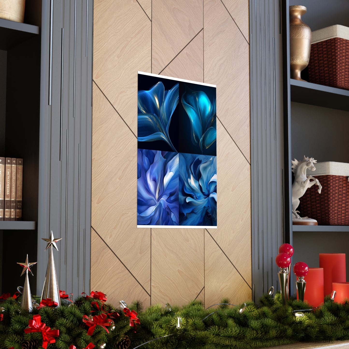 Premium Matte Vertical Posters Abstract Blue Tulip 5