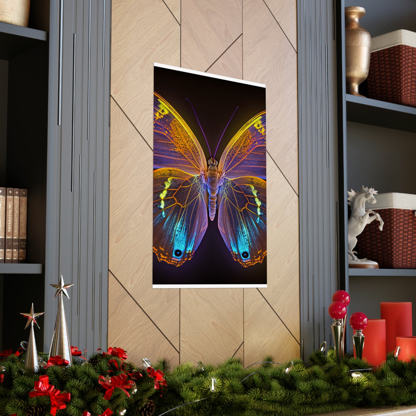 Premium Matte Vertical Posters Neon Butterfly Flair 2