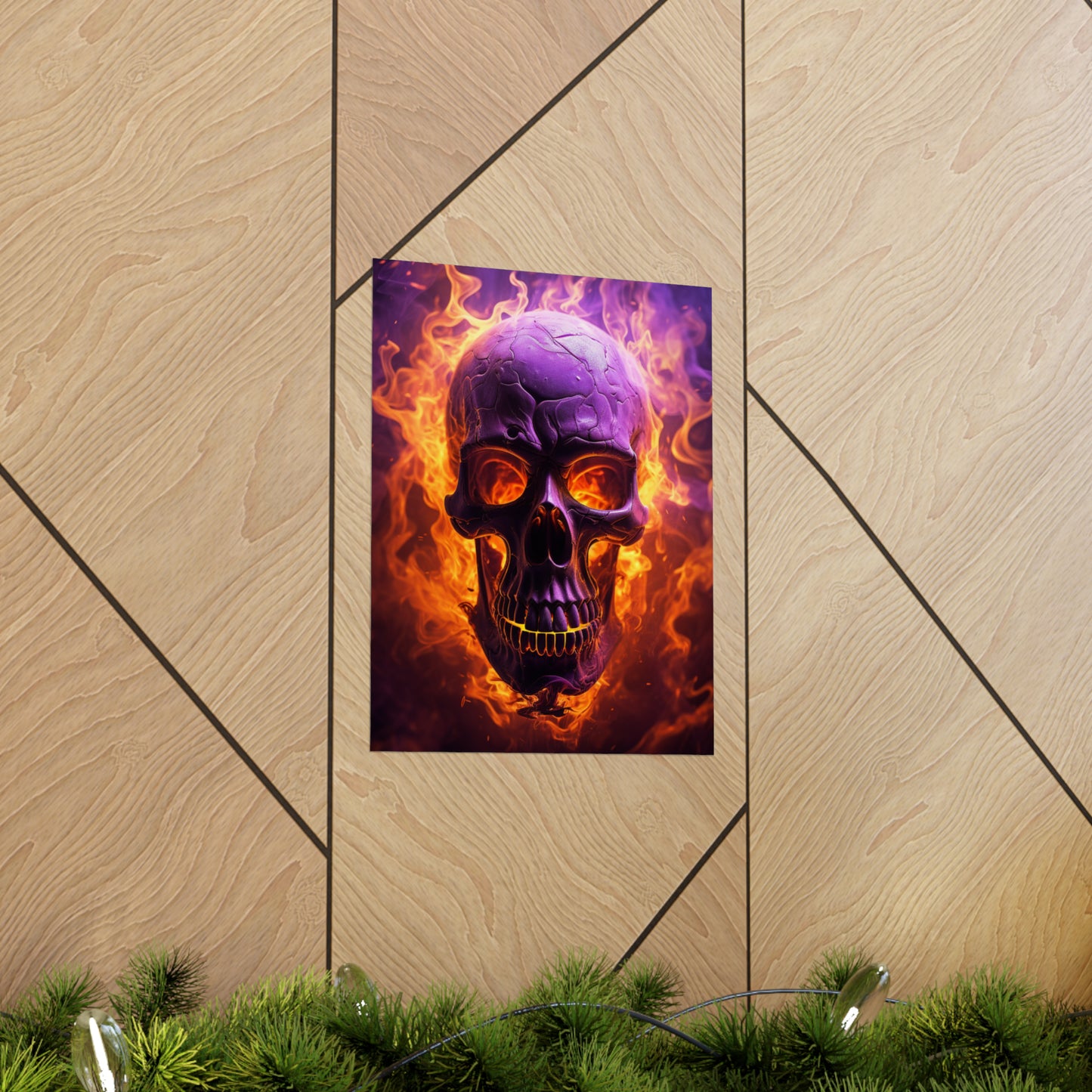 Premium Matte Vertical Posters Skull Flames 3