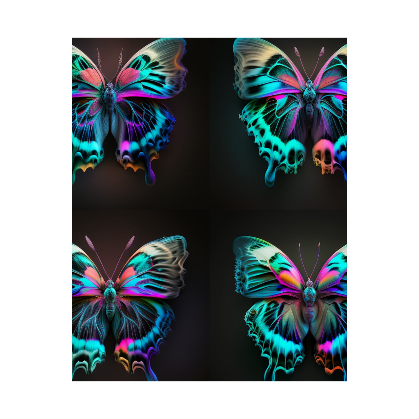 Premium Matte Vertical Posters Neon Butterfly Fusion 5