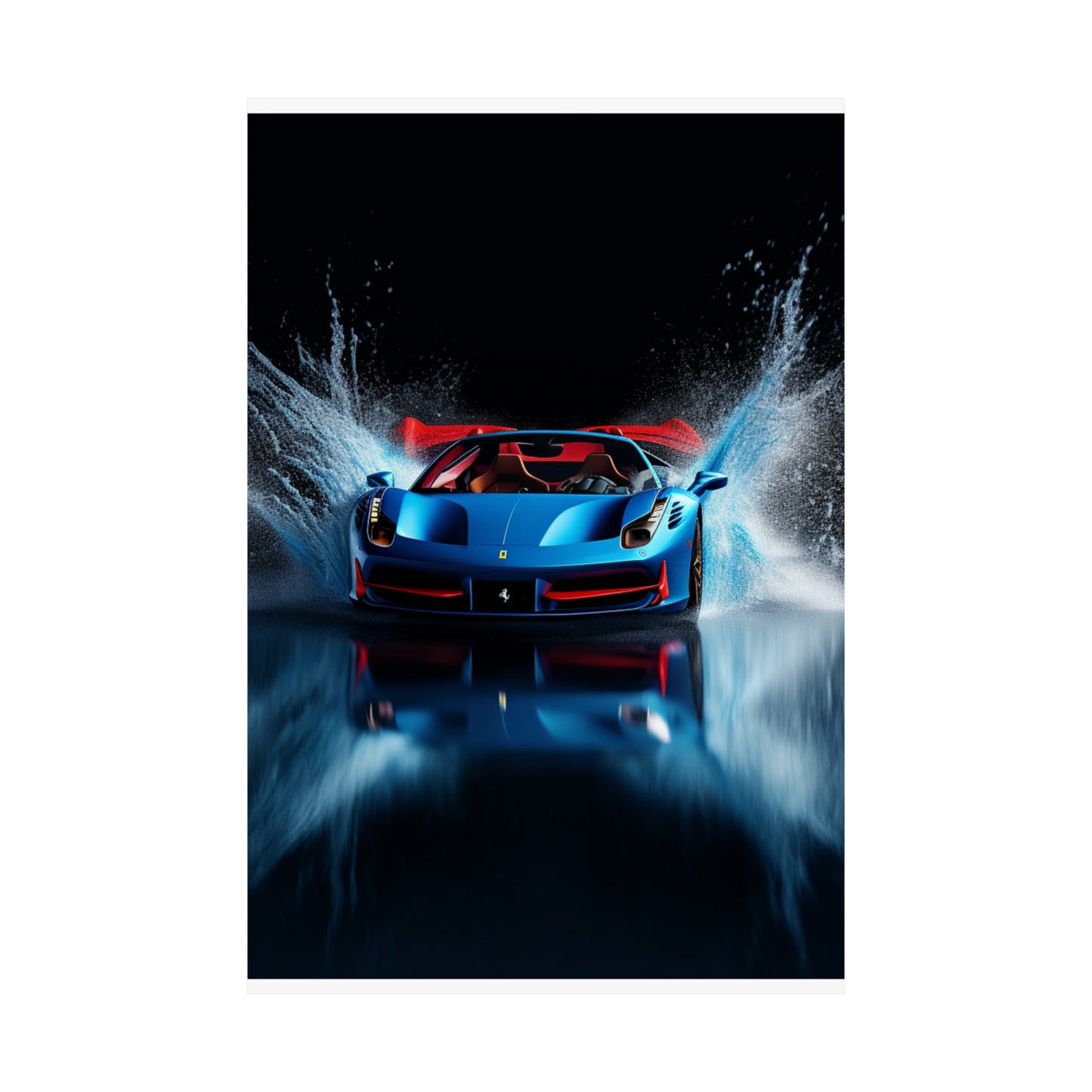 Premium Matte Vertical Posters Ferrari Water Splash 1